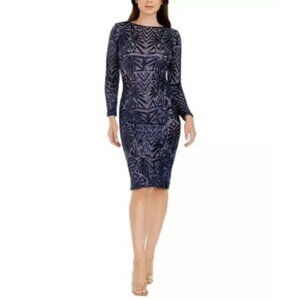 **Dress The Population** Emery Sequin Bodycon Midi Cocktail Dress XS NWT